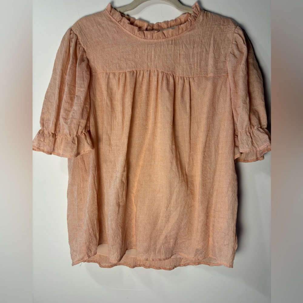 Orange Creek Peach Ruffle Sleeve Blouse